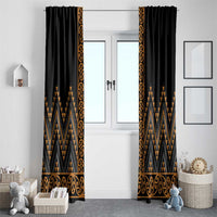 Gold Aotearoa Mangopare Kowhaiwhai and Niho Taniwha Window Curtain Maori New Zealand LT14 - Polynesian Pride