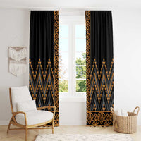 Gold Aotearoa Mangopare Kowhaiwhai and Niho Taniwha Window Curtain Maori New Zealand LT14 - Polynesian Pride