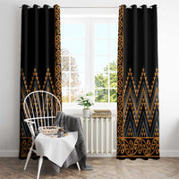 Gold Aotearoa Mangopare Kowhaiwhai and Niho Taniwha Window Curtain Maori New Zealand LT14 - Polynesian Pride