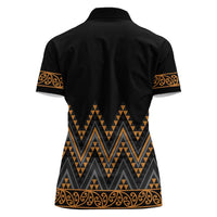 Gold Aotearoa Mangopare Kowhaiwhai and Niho Taniwha Women Polo Shirt Maori New Zealand LT14 - Polynesian Pride