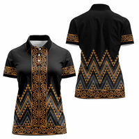 Gold Aotearoa Mangopare Kowhaiwhai and Niho Taniwha Women Polo Shirt Maori New Zealand LT14 - Polynesian Pride