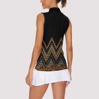 Gold Aotearoa Mangopare Kowhaiwhai and Niho Taniwha Women Sleeveless Polo Shirt Maori New Zealand LT14 - Polynesian Pride