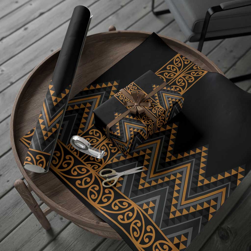 Gold Aotearoa Mangopare Kowhaiwhai and Niho Taniwha Wrapping Paper Maori New Zealand LT14 - Polynesian Pride