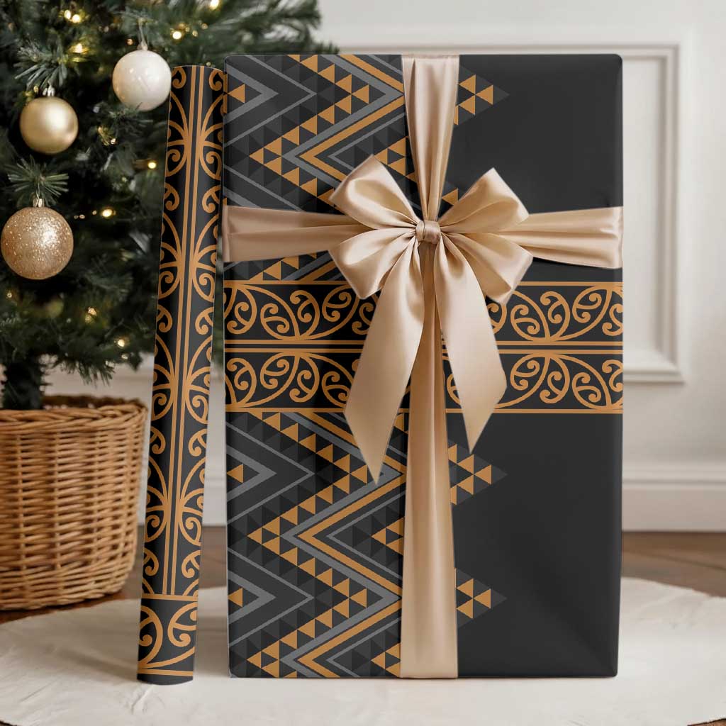 Gold Aotearoa Mangopare Kowhaiwhai and Niho Taniwha Wrapping Paper Maori New Zealand LT14 - Polynesian Pride