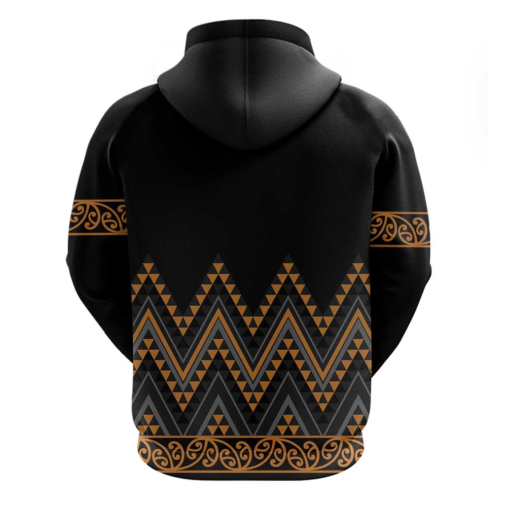 Gold Aotearoa Mangopare Kowhaiwhai and Niho Taniwha Zip Hoodie Maori New Zealand LT14 - Polynesian Pride