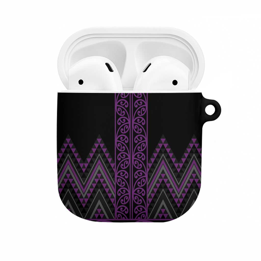 Purple Aotearoa Mangopare Kowhaiwhai Niho Taniwha AirPods Case Maori New Zealand LT14 Purple - Polynesian Pride