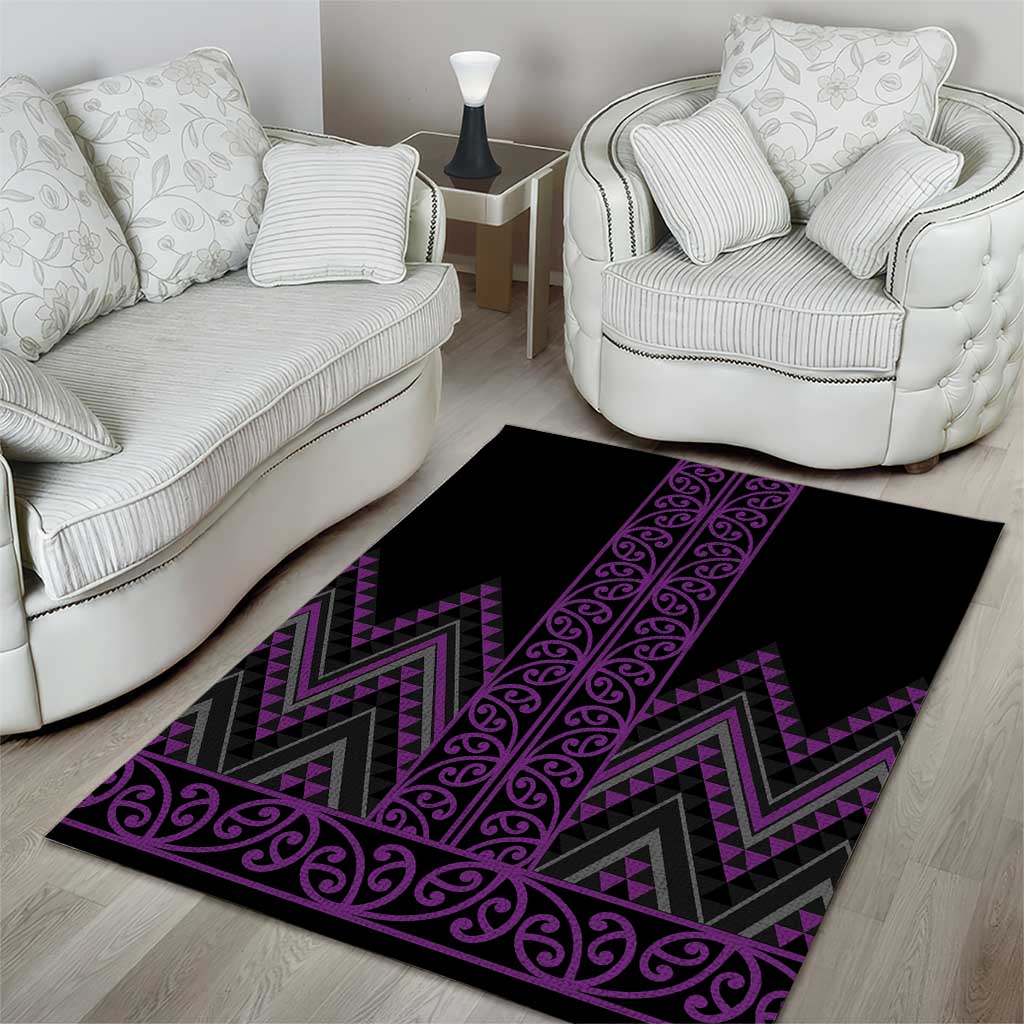 Purple Aotearoa Mangopare Kowhaiwhai and Niho Taniwha Area Rug Maori New Zealand