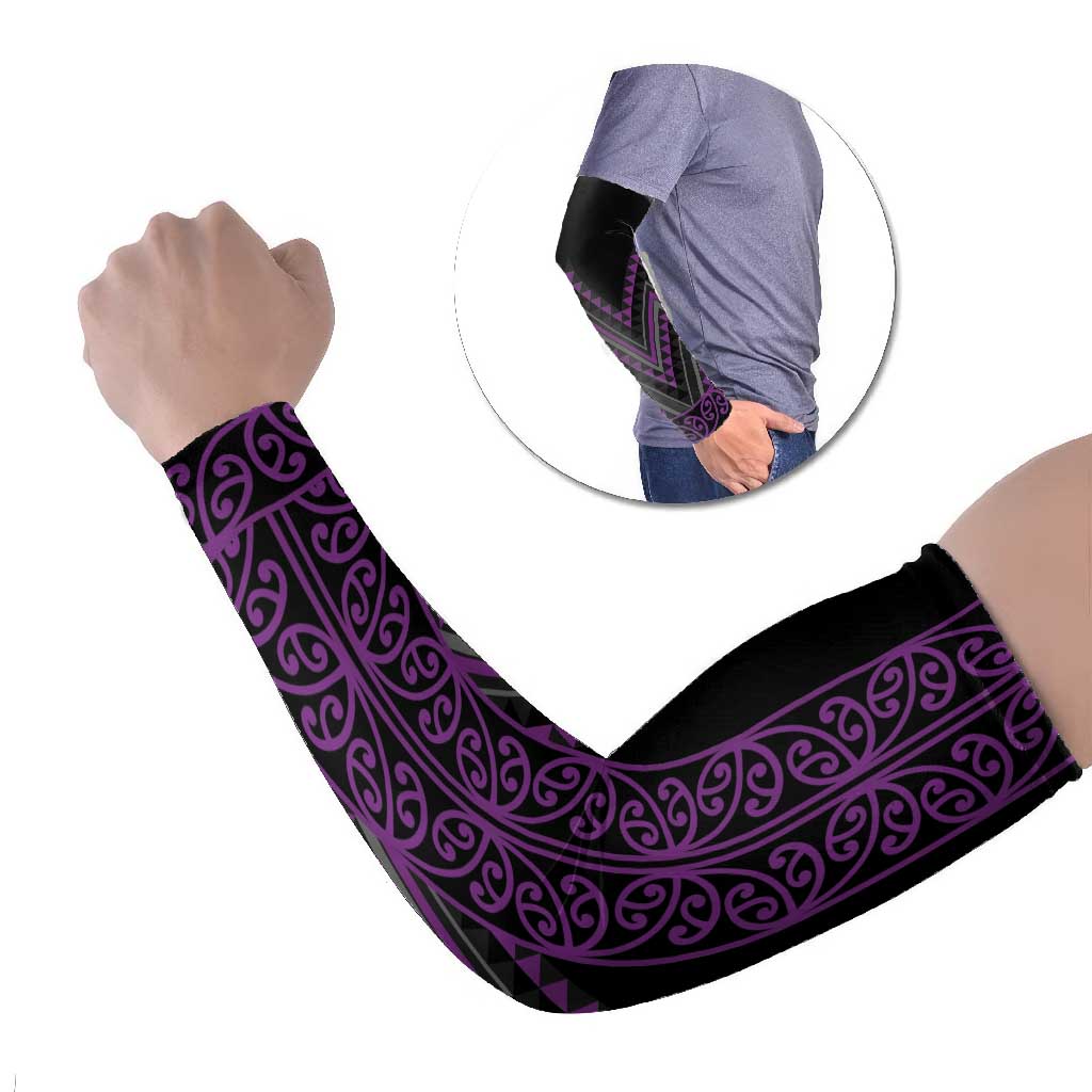 Purple Aotearoa Mangopare Kowhaiwhai Niho Taniwha Arm Sleeves Maori New Zealand LT14 Set of 2 Purple - Polynesian Pride