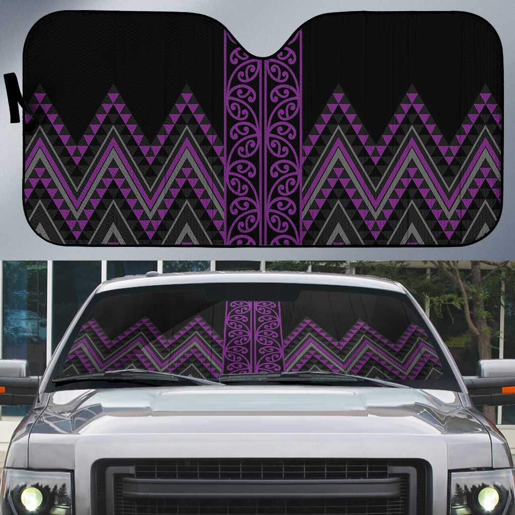Purple Aotearoa Mangopare Kowhaiwhai Niho Taniwha Auto Sun Shade Maori New Zealand LT14 Purple - Polynesian Pride