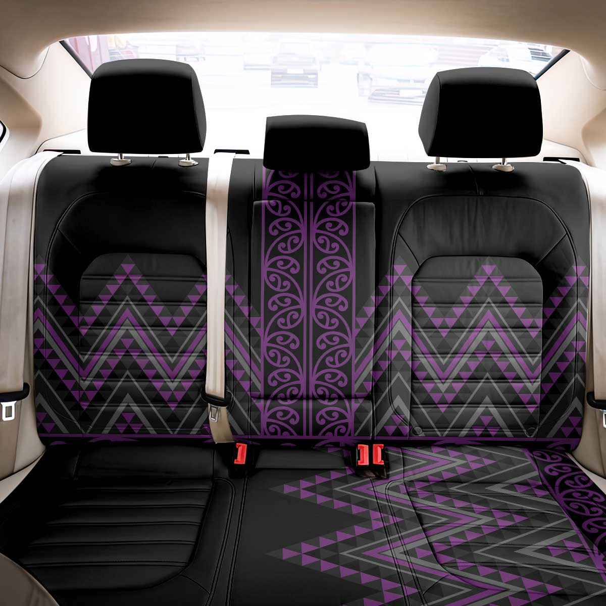 Purple Aotearoa Mangopare Kowhaiwhai and Niho Taniwha Back Car Seat Cover Maori New Zealand LT14 - Polynesian Pride