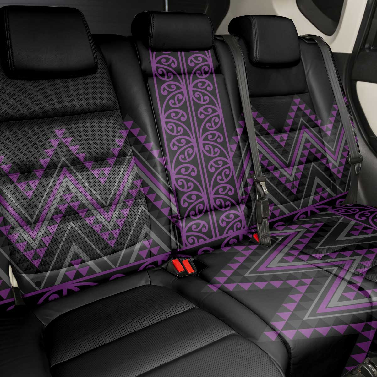 Purple Aotearoa Mangopare Kowhaiwhai and Niho Taniwha Back Car Seat Cover Maori New Zealand LT14 - Polynesian Pride
