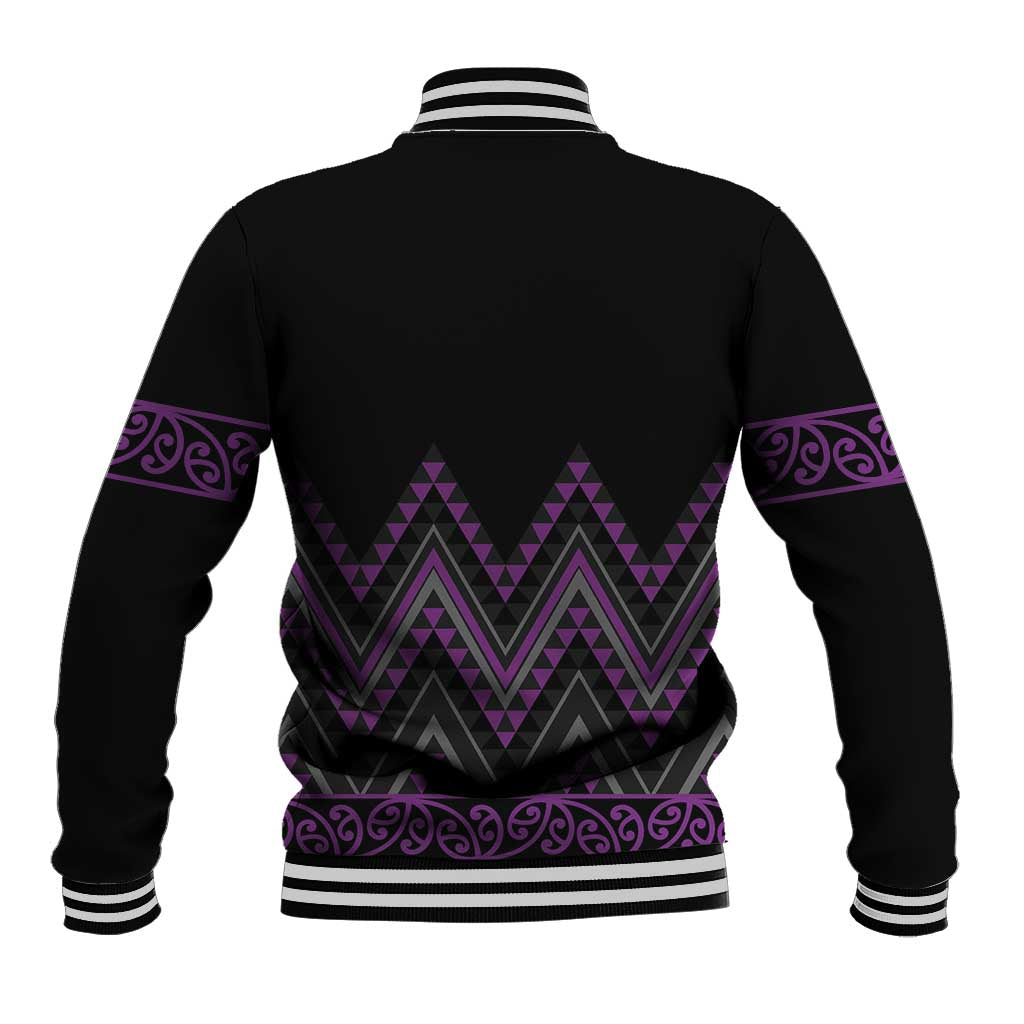 Purple Aotearoa Mangopare Kowhaiwhai and Niho Taniwha Baseball Jacket Maori New Zealand LT14 - Polynesian Pride
