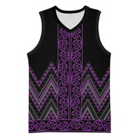 Purple Aotearoa Mangopare Kowhaiwhai Niho Taniwha Basketball Jersey Maori New Zealand LT14 Unisex Purple - Polynesian Pride