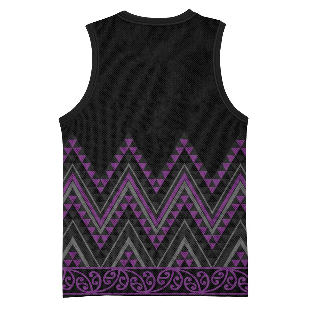 Purple Aotearoa Mangopare Kowhaiwhai Niho Taniwha Basketball Jersey Maori New Zealand LT14 - Polynesian Pride