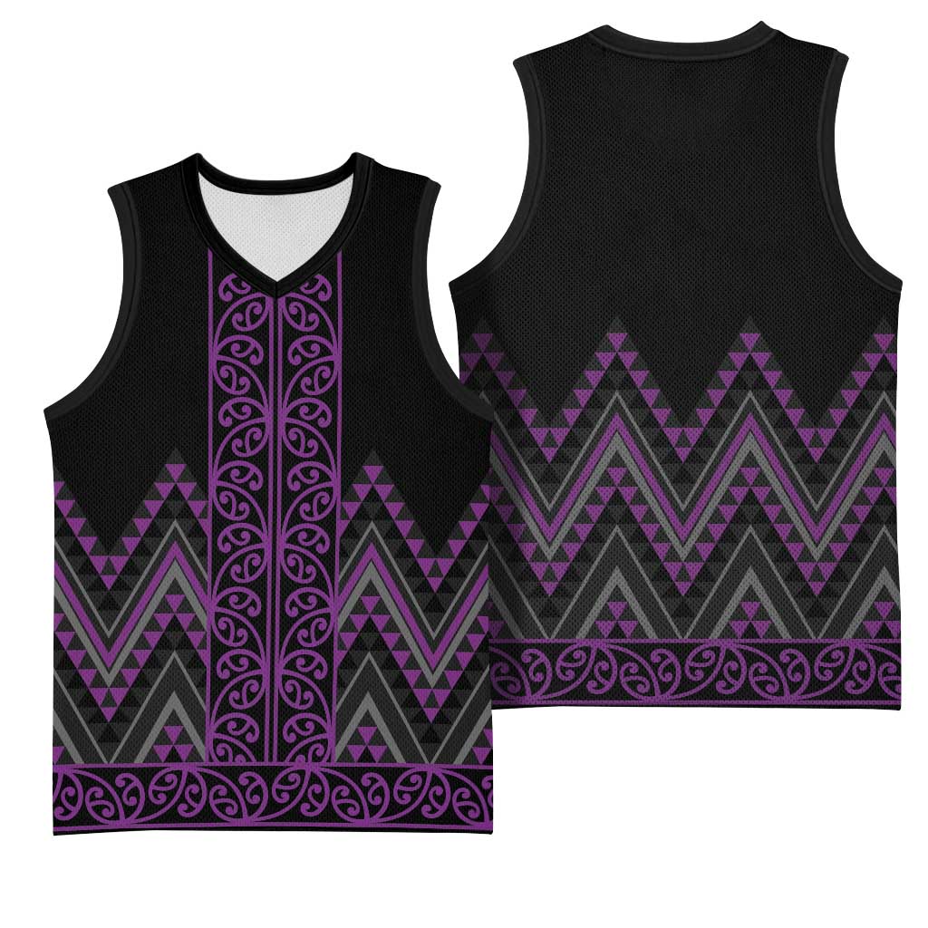 Purple Aotearoa Mangopare Kowhaiwhai Niho Taniwha Basketball Jersey Maori New Zealand LT14 - Polynesian Pride
