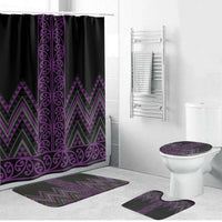 Purple Aotearoa Mangopare Kowhaiwhai Niho Taniwha Bathroom Set Maori New Zealand LT14 Bathroom Set (4 pcs) Purple - Polynesian Pride
