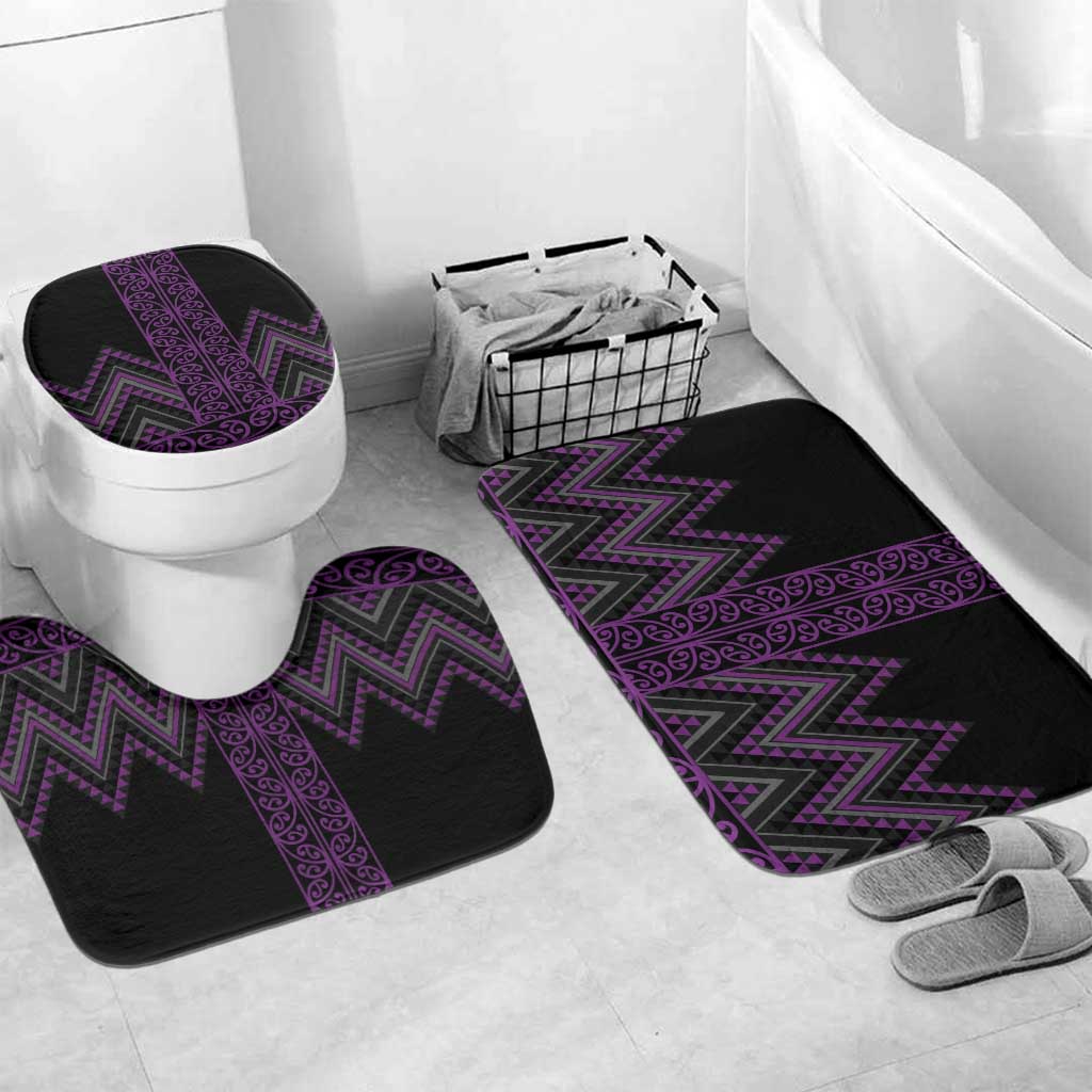 Purple Aotearoa Mangopare Kowhaiwhai Niho Taniwha Bathroom Set Maori New Zealand LT14 Mat Set Only (3 pcs) One Size Purple - Polynesian Pride