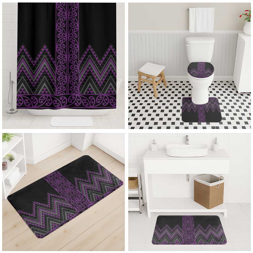 Purple Aotearoa Mangopare Kowhaiwhai Niho Taniwha Bathroom Set Maori New Zealand LT14 - Polynesian Pride