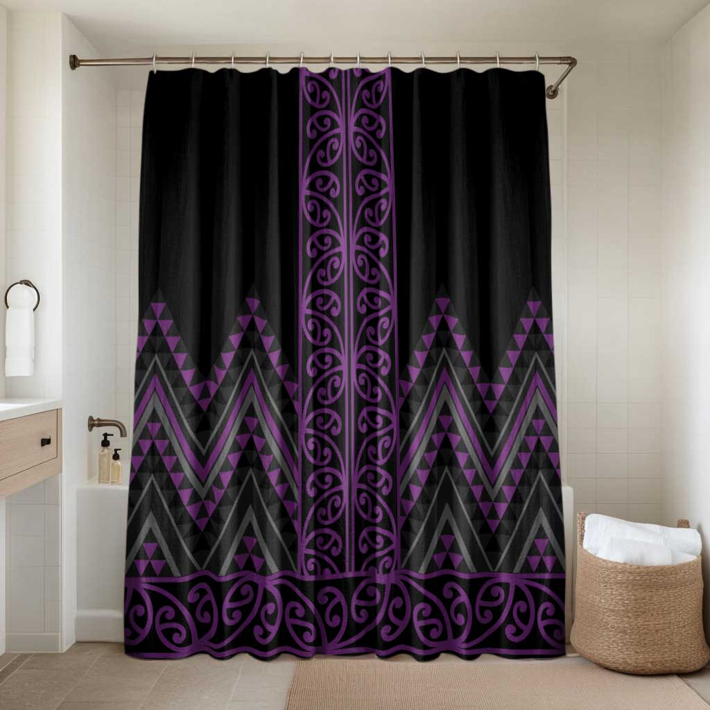 Purple Aotearoa Mangopare Kowhaiwhai Niho Taniwha Bathroom Set Maori New Zealand LT14 Shower Curtain Only Purple - Polynesian Pride
