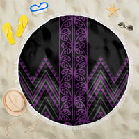 Purple Aotearoa Mangopare Kowhaiwhai and Niho Taniwha Beach Blanket Maori New Zealand LT14 One Size 150cm Purple - Polynesian Pride