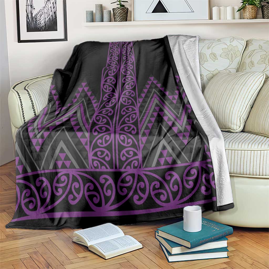 Purple Aotearoa Mangopare Kowhaiwhai and Niho Taniwha Blanket Maori New Zealand LT14 Purple - Polynesian Pride