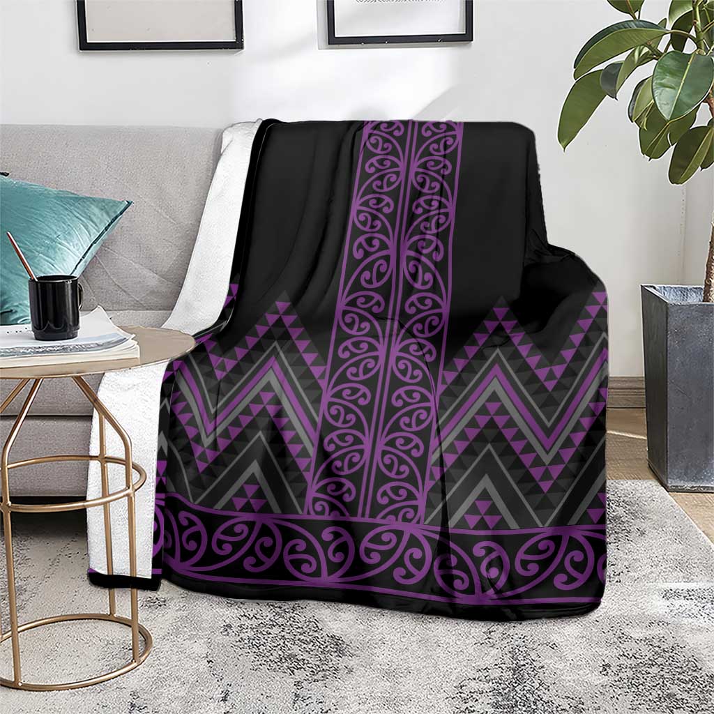 Purple Aotearoa Mangopare Kowhaiwhai and Niho Taniwha Blanket Maori New Zealand LT14 - Polynesian Pride