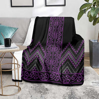 Purple Aotearoa Mangopare Kowhaiwhai and Niho Taniwha Blanket Maori New Zealand LT14 - Polynesian Pride