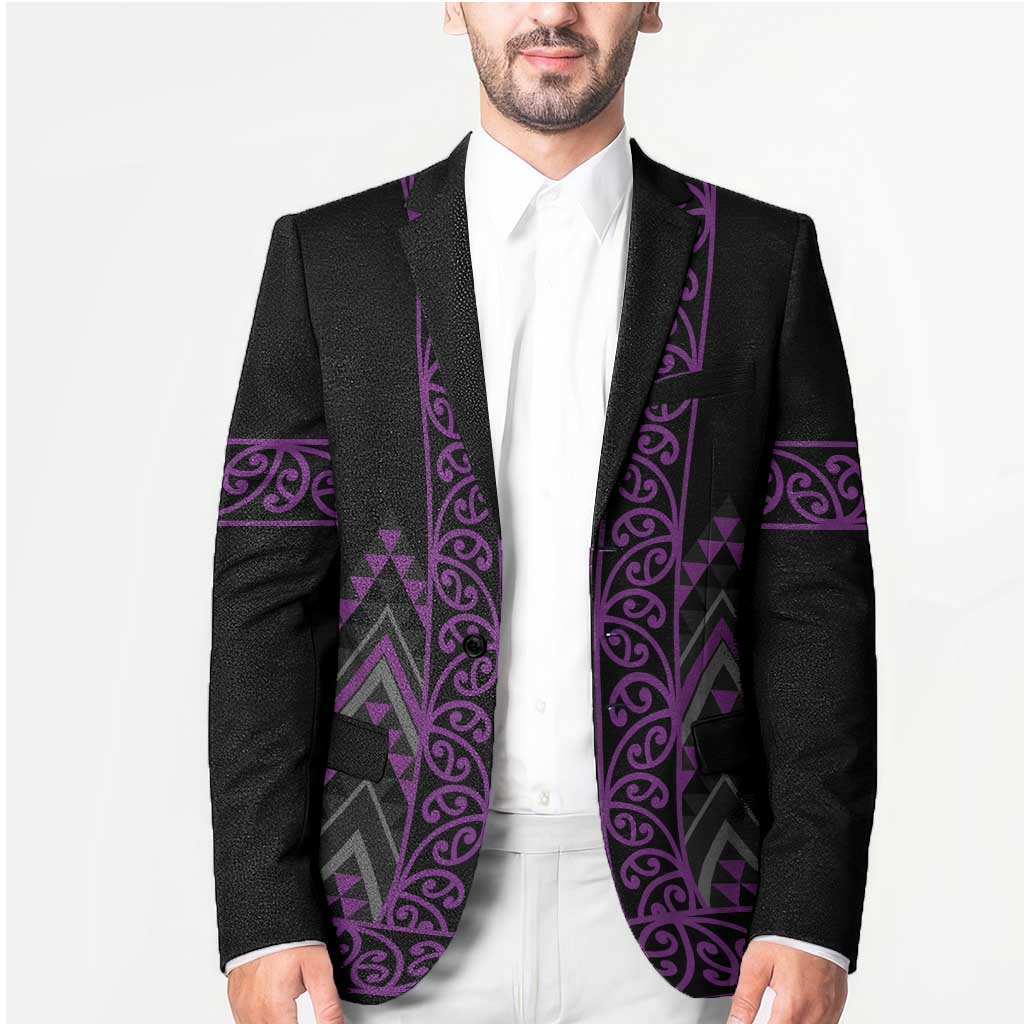 Purple Aotearoa Mangopare Kowhaiwhai Niho Taniwha Blazer Maori New Zealand LT14 - Polynesian Pride