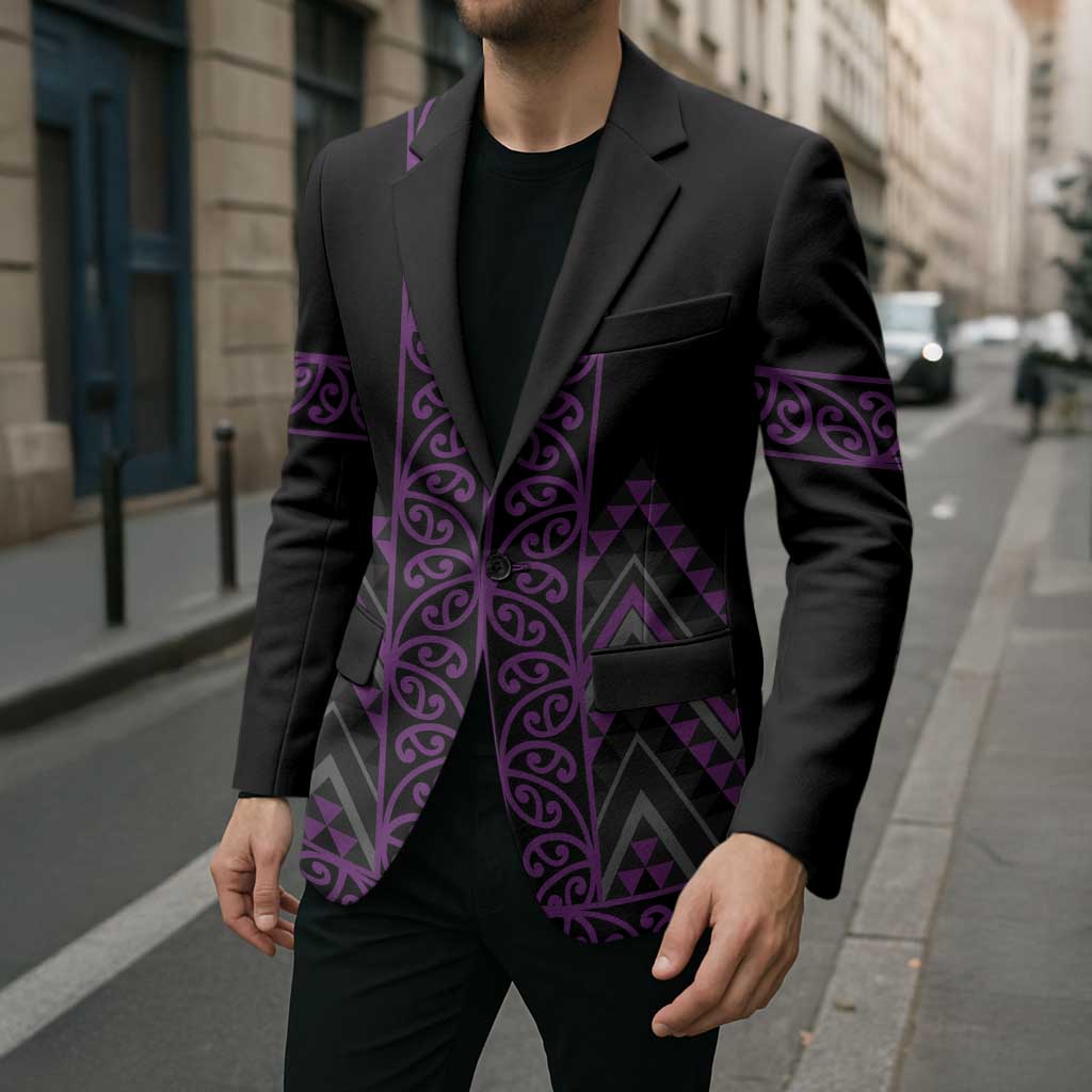 Purple Aotearoa Mangopare Kowhaiwhai Niho Taniwha Blazer Maori New Zealand LT14 - Polynesian Pride