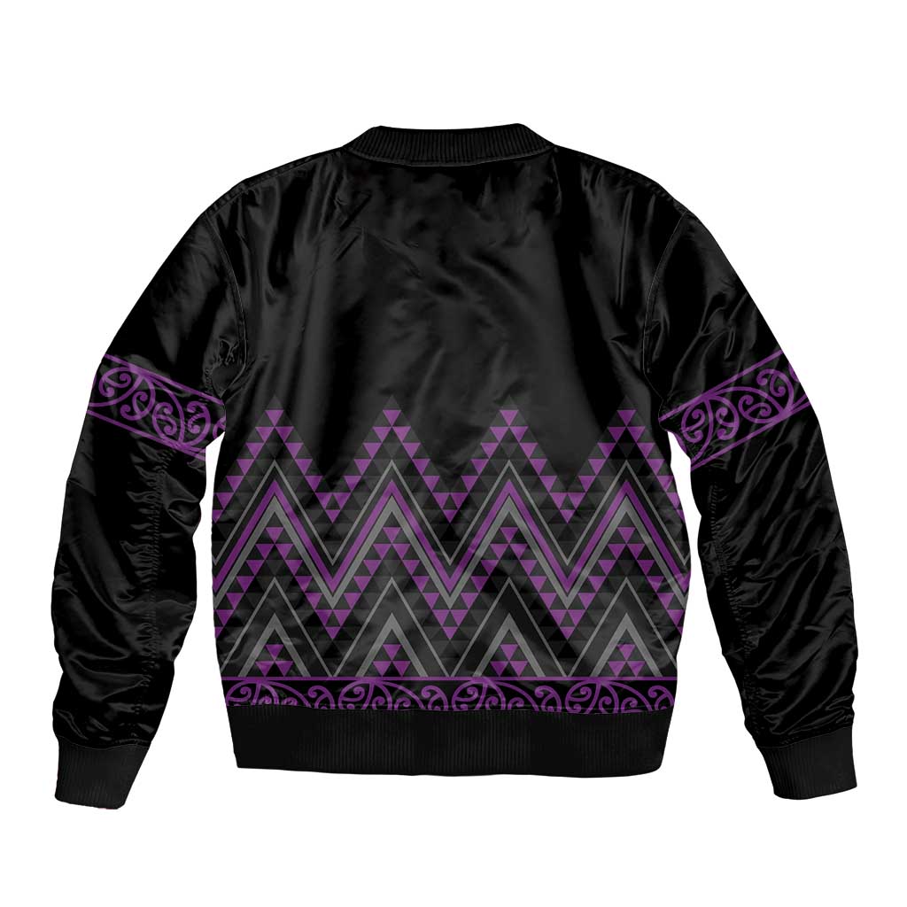 Purple Aotearoa Mangopare Kowhaiwhai and Niho Taniwha Bomber Jacket Maori New Zealand LT14 - Polynesian Pride