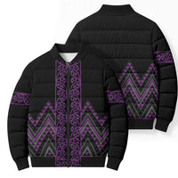 Purple Aotearoa Mangopare Kowhaiwhai Niho Taniwha Bomber Puffer Jacket Maori New Zealand LT14 - Polynesian Pride