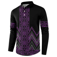 Purple Aotearoa Mangopare Kowhaiwhai and Niho Taniwha Button Sweatshirt Maori New Zealand LT14 - Polynesian Pride