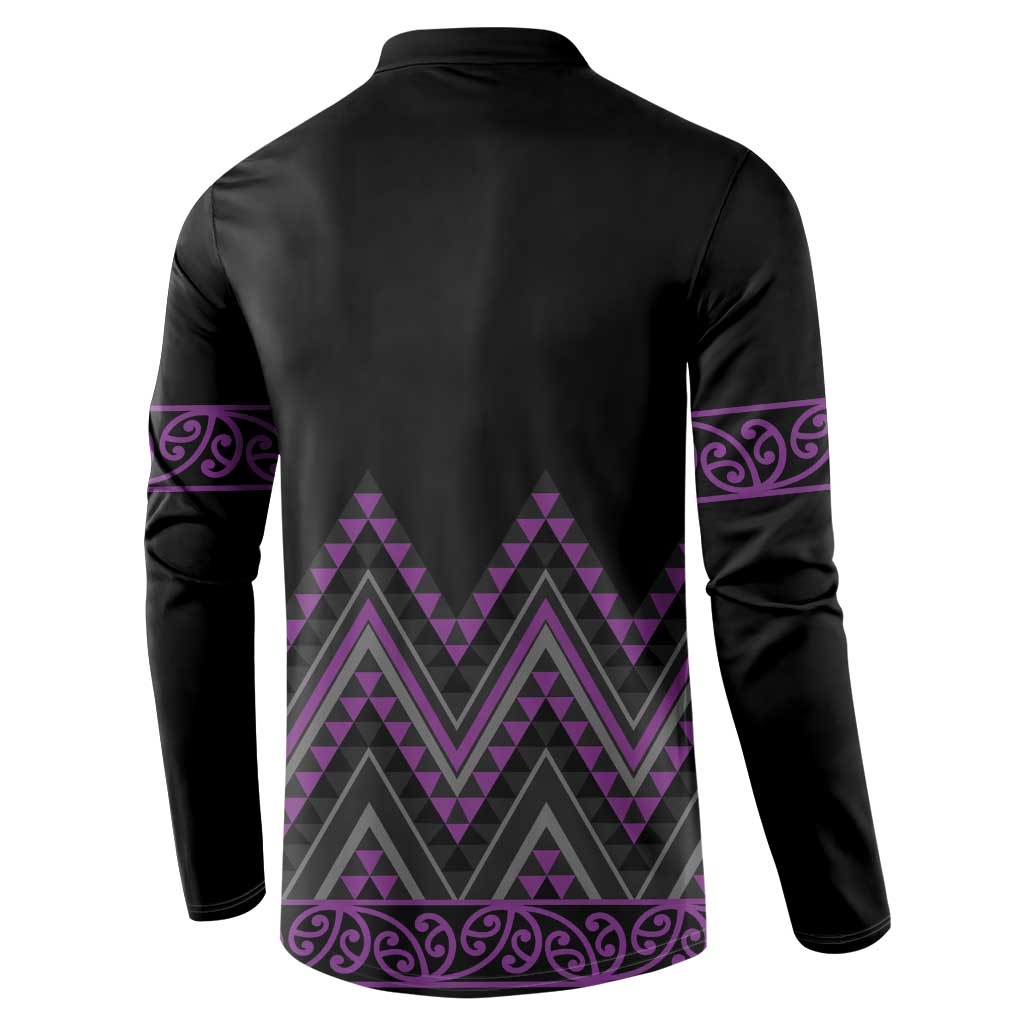Purple Aotearoa Mangopare Kowhaiwhai and Niho Taniwha Button Sweatshirt Maori New Zealand LT14 - Polynesian Pride