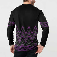 Purple Aotearoa Mangopare Kowhaiwhai and Niho Taniwha Button Sweatshirt Maori New Zealand LT14 - Polynesian Pride