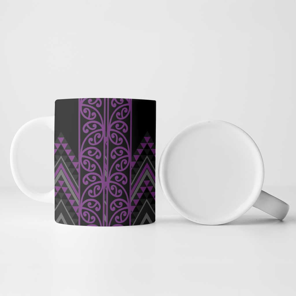 Purple Aotearoa Mangopare Kowhaiwhai Niho Taniwha Ceramic Mug Maori New Zealand LT14 - Polynesian Pride