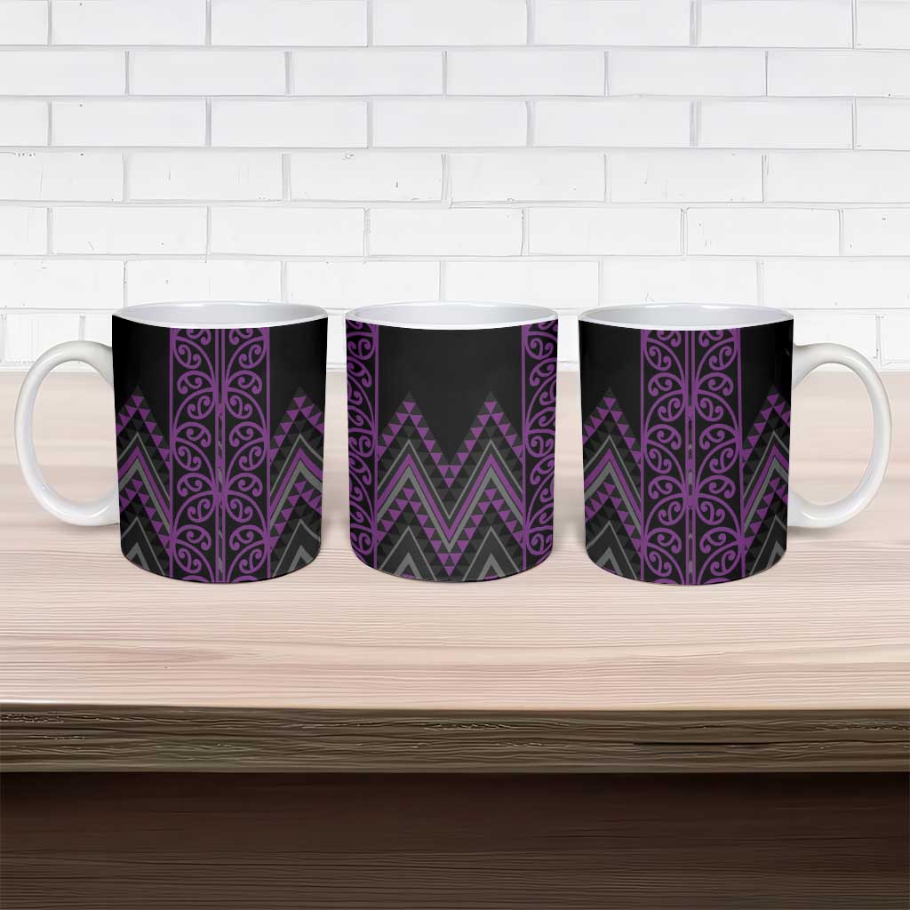 Purple Aotearoa Mangopare Kowhaiwhai Niho Taniwha Ceramic Mug Maori New Zealand LT14 - Polynesian Pride