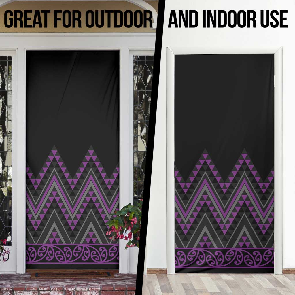 Purple Aotearoa Mangopare Kowhaiwhai Niho Taniwha Door Cover Maori New Zealand LT14 - Polynesian Pride