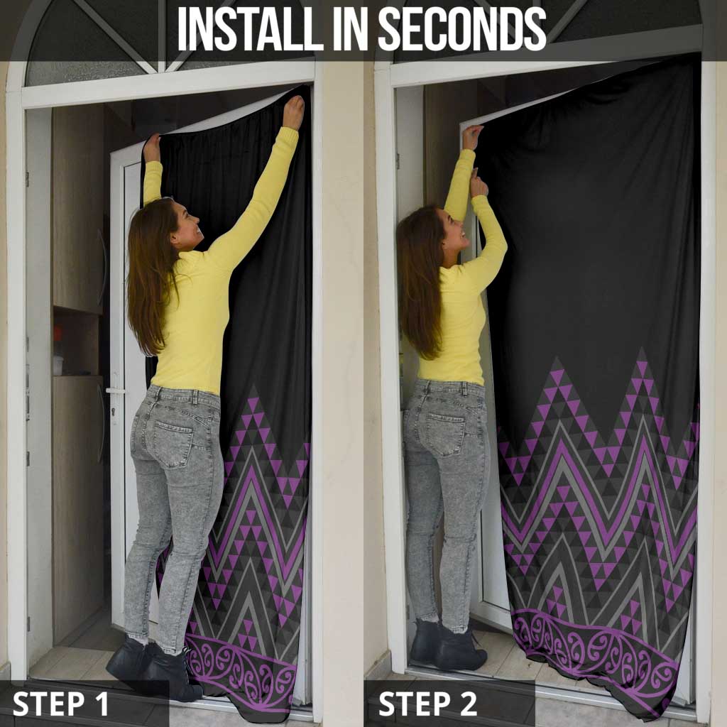 Purple Aotearoa Mangopare Kowhaiwhai Niho Taniwha Door Cover Maori New Zealand LT14 - Polynesian Pride