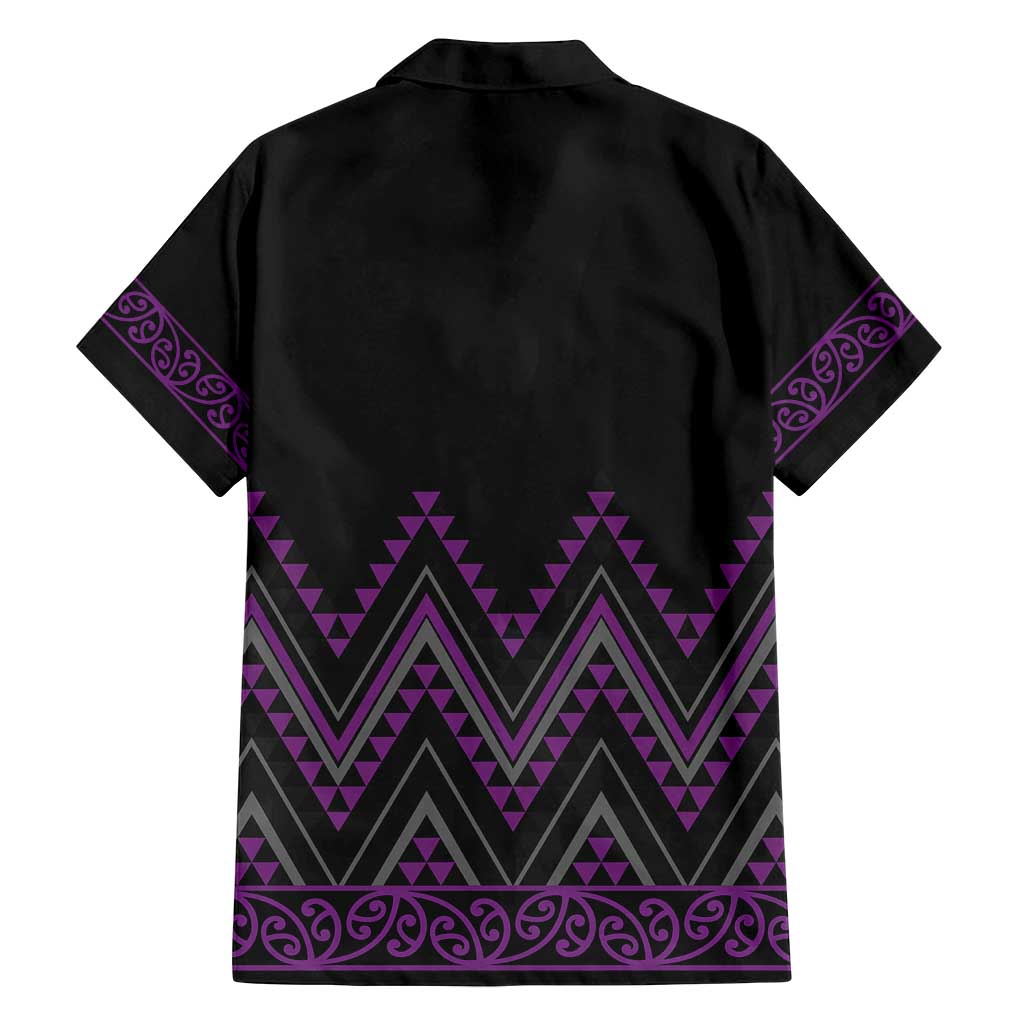 Purple Aotearoa Mangopare Kowhaiwhai and Niho Taniwha Family Matching Off Shoulder Maxi Dress and Hawaiian Shirt Maori New Zealand LT14 - Polynesian Pride