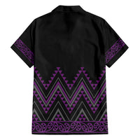 Purple Aotearoa Mangopare Kowhaiwhai and Niho Taniwha Family Matching Off Shoulder Short Dress and Hawaiian Shirt Maori New Zealand LT14 - Polynesian Pride