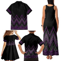 Purple Aotearoa Mangopare Kowhaiwhai and Niho Taniwha Family Matching Tank Maxi Dress and Hawaiian Shirt Maori New Zealand LT14 - Polynesian Pride