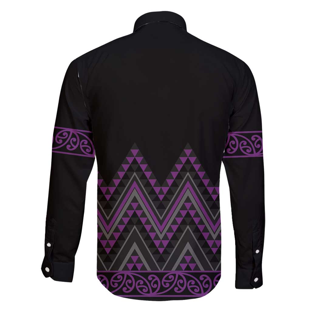 Purple Aotearoa Mangopare Kowhaiwhai and Niho Taniwha Family Matching Tank Maxi Dress and Hawaiian Shirt Maori New Zealand LT14 - Polynesian Pride