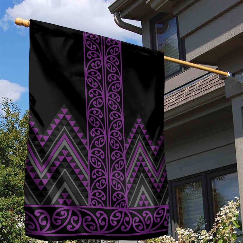 Purple Aotearoa Mangopare Kowhaiwhai and Niho Taniwha Garden Flag Maori New Zealand LT14 - Polynesian Pride
