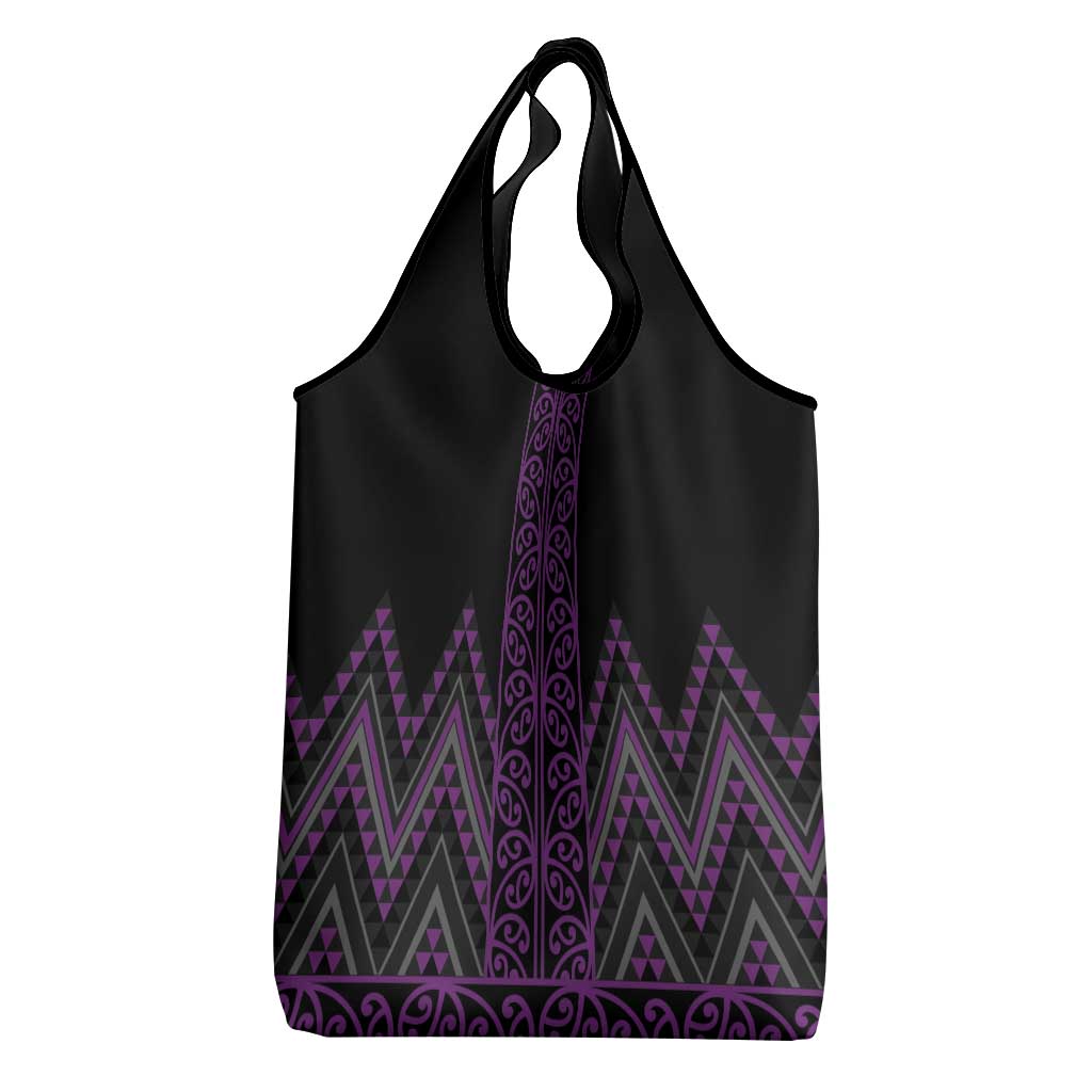 Purple Aotearoa Mangopare Kowhaiwhai and Niho Taniwha Grocery Bag Maori New Zealand LT14 - Polynesian Pride