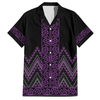 Purple Aotearoa Mangopare Kowhaiwhai and Niho Taniwha Hawaiian Shirt Maori New Zealand LT14 Purple - Polynesian Pride