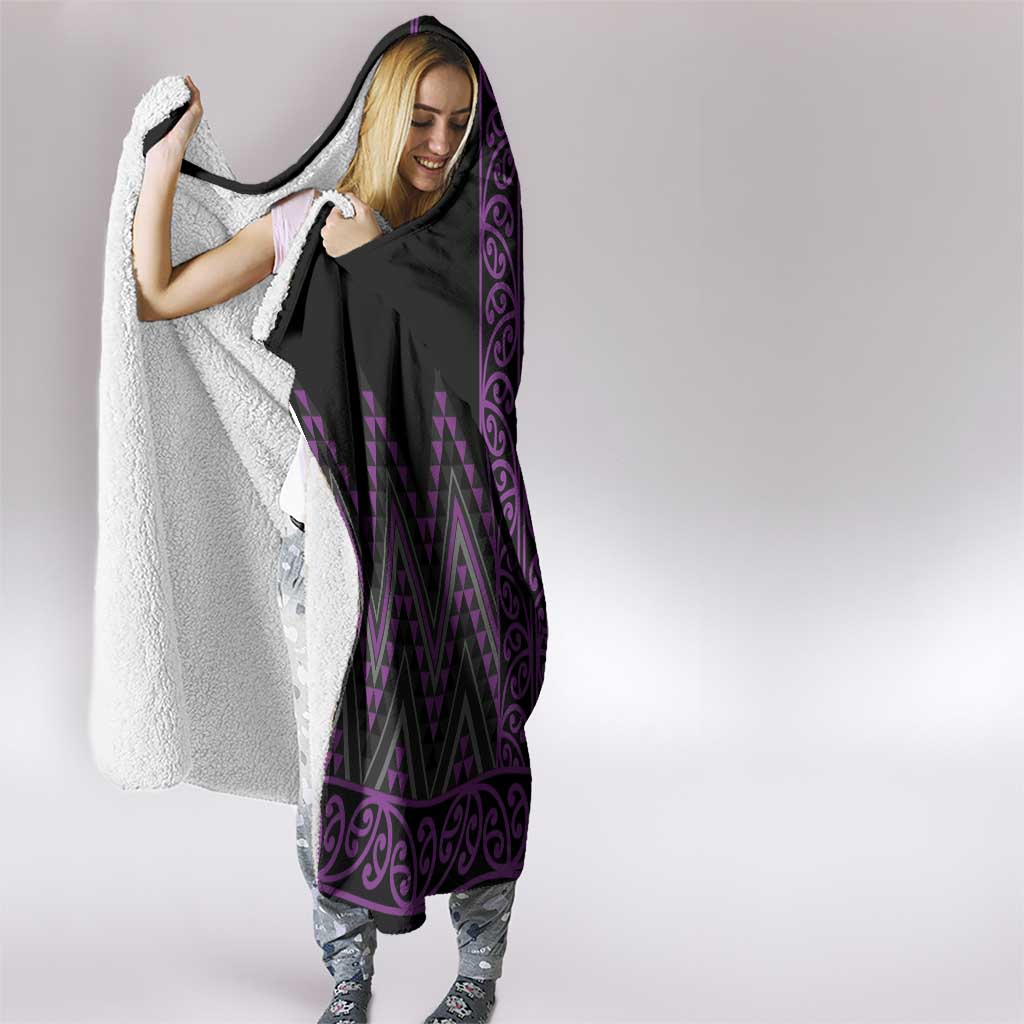 Purple Aotearoa Mangopare Kowhaiwhai and Niho Taniwha Hooded Blanket Maori New Zealand LT14 - Polynesian Pride