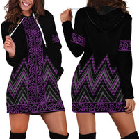 Purple Aotearoa Mangopare Kowhaiwhai and Niho Taniwha Hoodie Dress Maori New Zealand LT14 - Polynesian Pride