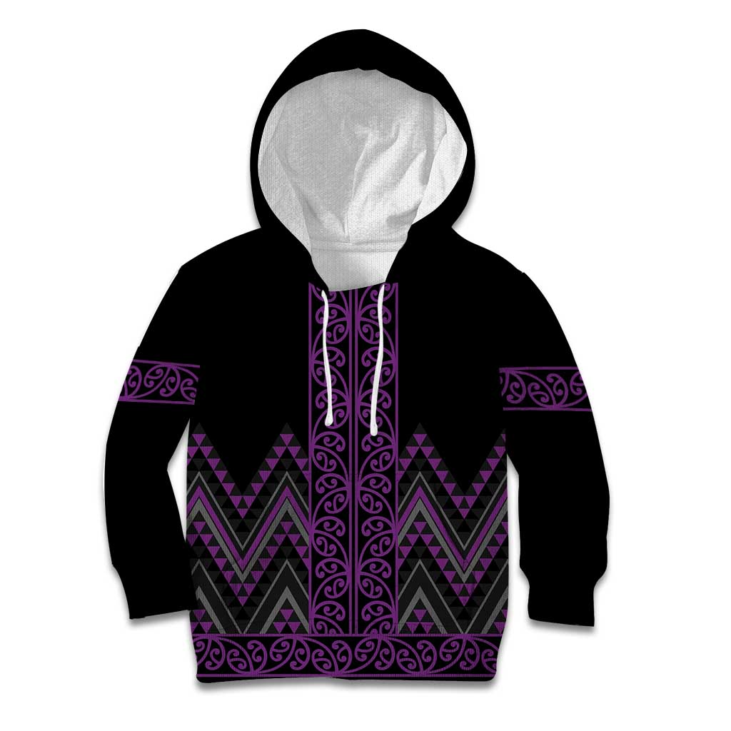 Purple Aotearoa Mangopare Kowhaiwhai and Niho Taniwha Kid Hoodie Maori New Zealand LT14 Hoodie Purple - Polynesian Pride