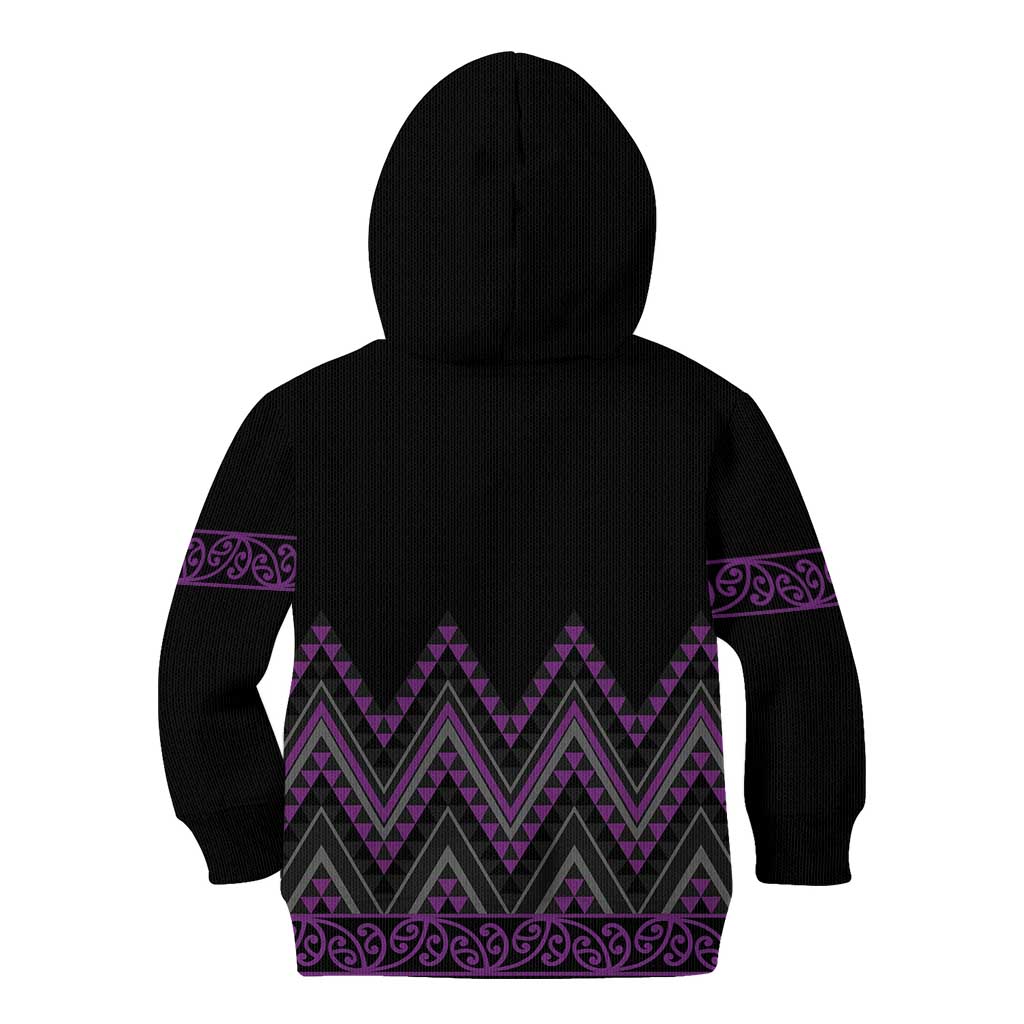 Purple Aotearoa Mangopare Kowhaiwhai and Niho Taniwha Kid Hoodie Maori New Zealand LT14 - Polynesian Pride