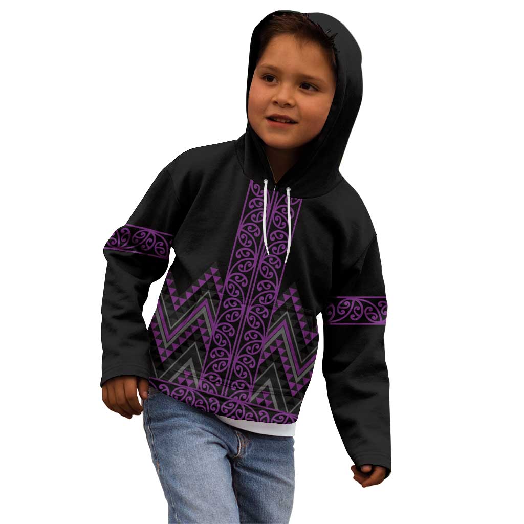 Purple Aotearoa Mangopare Kowhaiwhai and Niho Taniwha Kid Hoodie Maori New Zealand LT14 - Polynesian Pride